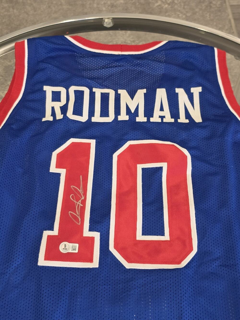 Dennis Rodman Autographed/Signed Jersey Beckett Blue Custom Jersey